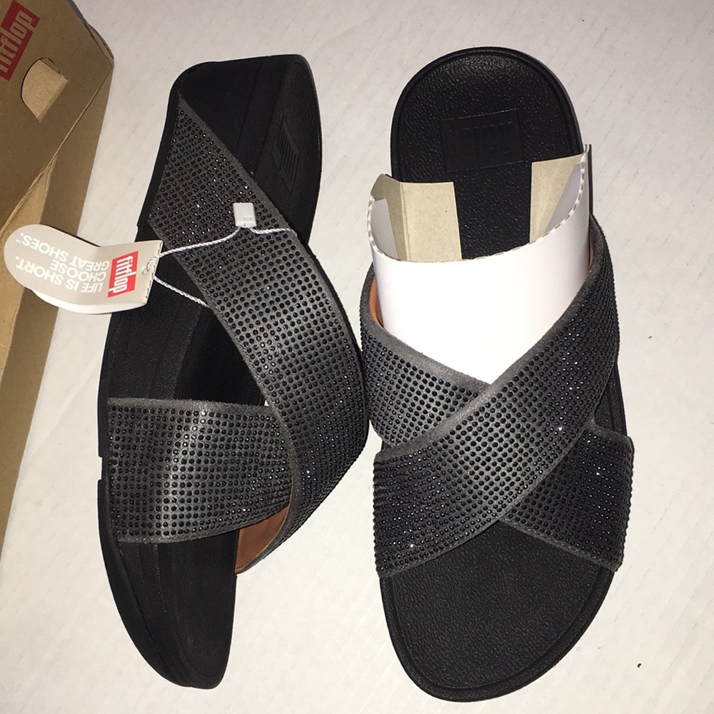 NIB fitflop ritzy slide sandals | pewter | size 7